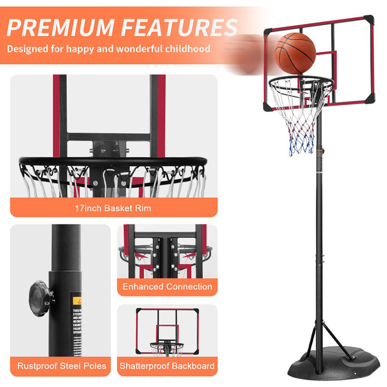 MOLAMOLA Adjustable Height Steel Portable FullSize Basketball Hoop